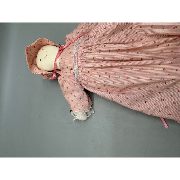 Handcrafted Vintage Rag Doll Pink Floral Dress & Bonnet Lace Trim & Ribbon READ - Picture 6 of 16